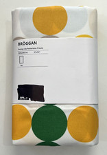 New IKEA BROGGAN Tablecloth Wipeable Cotton 57x94" Dot Pattern Green Yellow Grey