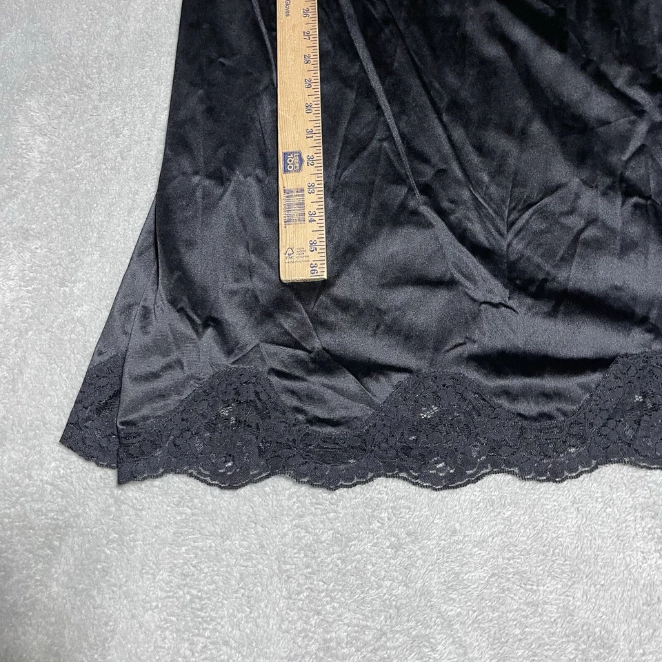 Vintage Adonna Slip Dress Womens 36 Black Lace Trim Chemise Nightgown Adjustable - Image 4 of 4