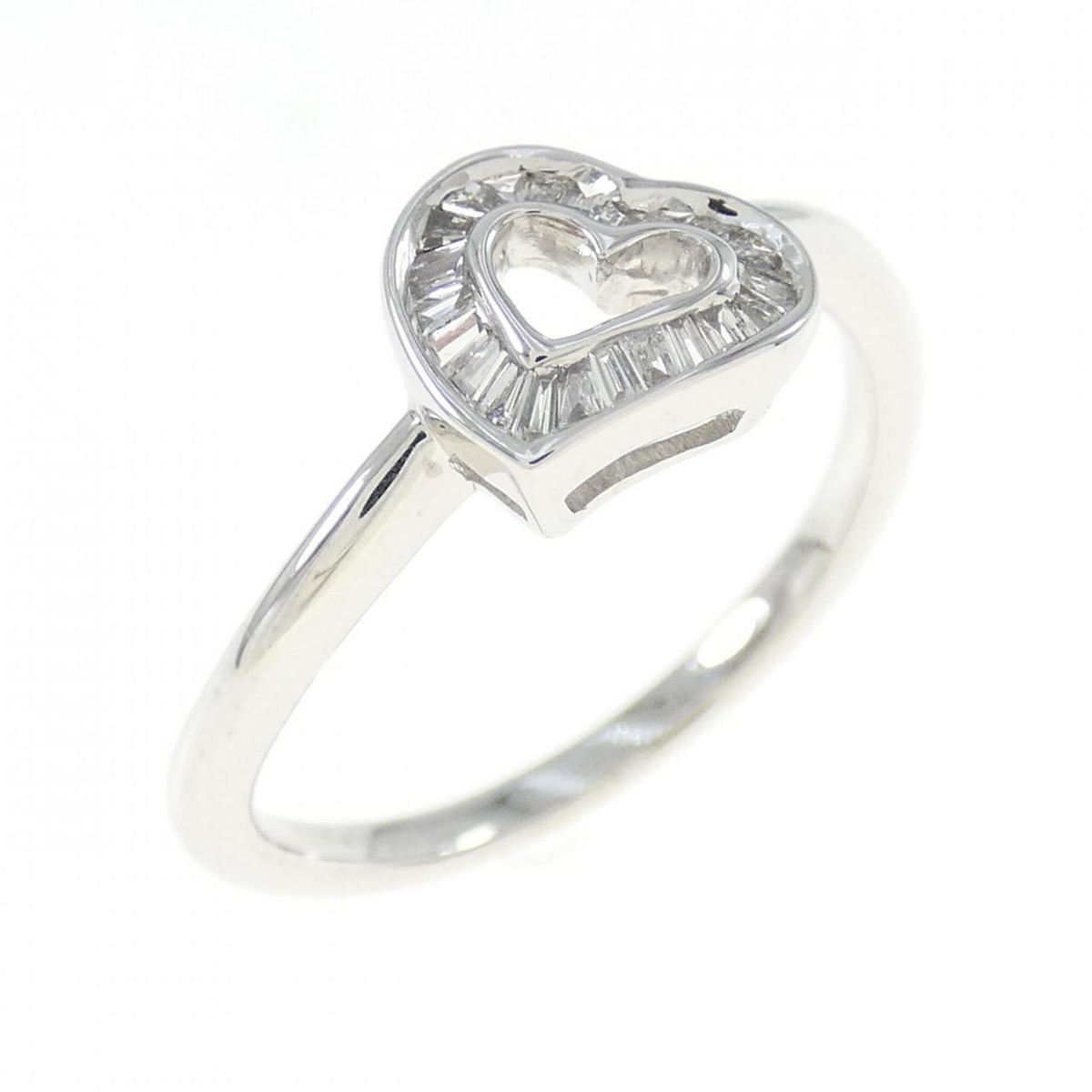 Authentic K18WG Heart Diamond Ring 0.13CT #260-006-519-9718 Authentic K18WG Heart Diamond Ring 0.13CT #260-006-519-9718