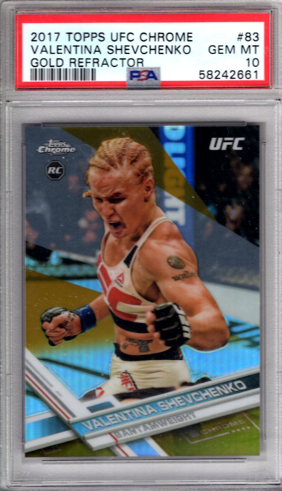 2017 Topps UFC Chrome VALENTINA SHEVCHENKO RC Gold REFRACTOR /50 PSA 10 GEM MINT