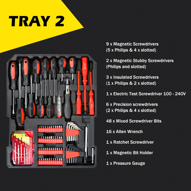 1000pcs Tool Box 4 Tier Trolley Tool Set Portable Tool Kit DIY Hand