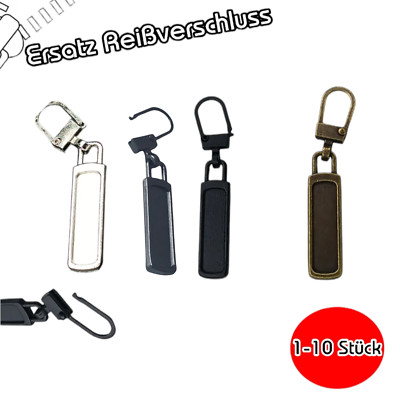 4x Zipper Reißverschluss Anhänger Griff Schieber Ersatz Reparatur Set Kopf