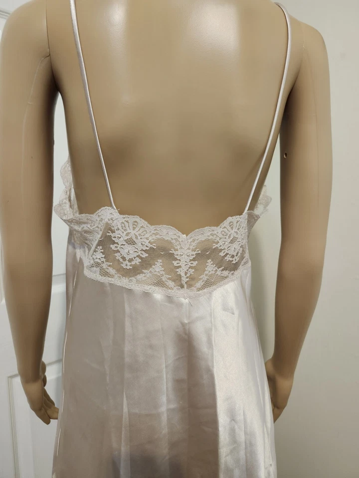 Camisón vintage BODY CHIC sedoso sin cordones completo AMPLIO encaje FLORAL talla 36 B HECHO EN EE. UU. Foto 4 de 4