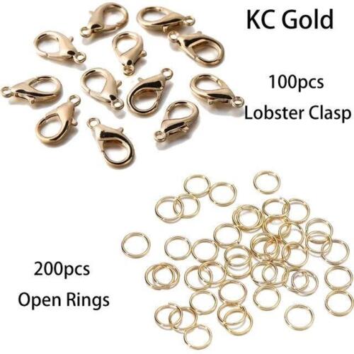 Juego de broches anillos de salto abiertos langosta collar pulsera conectores fabricación de joyas - Imagen 18 de 23