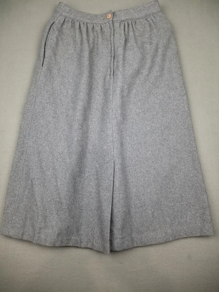 Vtg Midi Skirt 7 Gray A-line Wool Blend Corp Preppy Career Capsule Work W24 L26 - Image 2 of 4