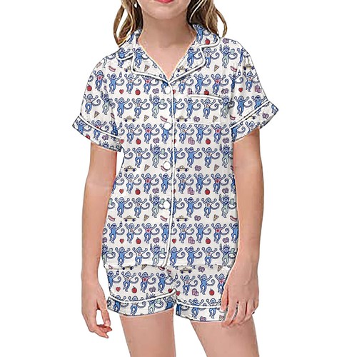 Pajamas For Kids Children Graphic Print Short Sleeve Button Shirt 2 Piece Sets - Picture 5 of 31