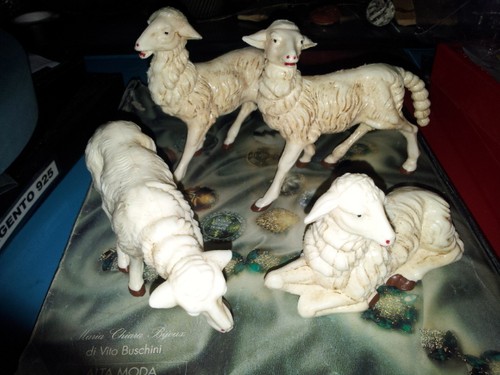 Petites Pièces Crèche 4 Animaux Moutons 13 CM Pour Bergers CM 30 artg1107 gia8 - Afbeelding 1 van 1