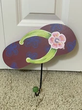 Home Decor Beach Wall Hook Wooden Flip Flop Pool Theme TROPICAL DECOR Purple