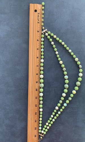 Set orecchini collana vintage perle vetro bianco verde chiusura 3 fili tono argento - Foto 21 di 21