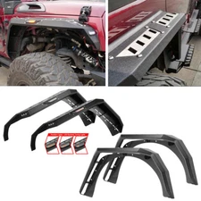 Front &Rear Fender Flares Textured Steel 4PCS For 2007-2018 Jeep Wrangler JK JKU