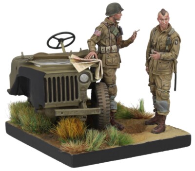 Maßstab 75 101st Screaming Eagles 2 Figuren + Basis 2. Weltkrieg 1/35. unlackiertes Harz-Kit