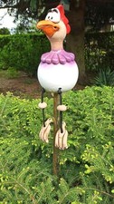 Keramik Huhn Gartenstecker