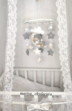 baby crib mobile neutral,Baby Bear mobile, neutral nursery decor, newborn mobile