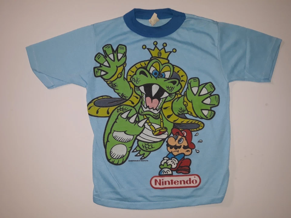 Juego de Camisa y Pantalones Nintendo Super Mario Bowser Niños Talla 8/10 1988 RARO De Colección Foto 3 de 4