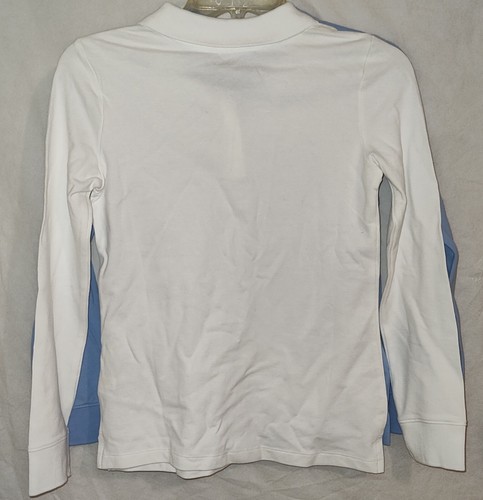 Lot of 2 Old Navy shirt polo uniform long sleeve Large (10-12) Blue And White - Picture 5 of 9