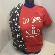 Sonoma L Winter Pajama Set Long Sleeve & Long Pants Red Grey Animal Pattern