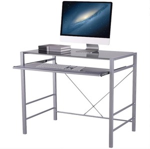 Classy Silver Glass Writing Desk Modern Parsons Home Computer