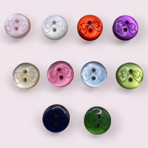 11mm Baby Buttons Bow Engraved various colours available 2 Hole Knitting Sewing - Picture 2 of 22