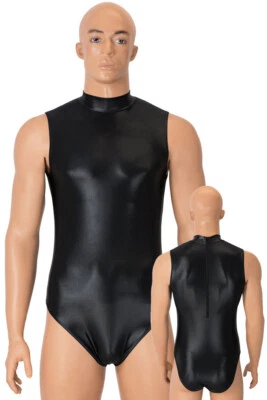Herren Wetlook Body Rücken-RV ohne Ärmel stretch shiny ärmellos hauteng glänzend - Bild 1 von 4