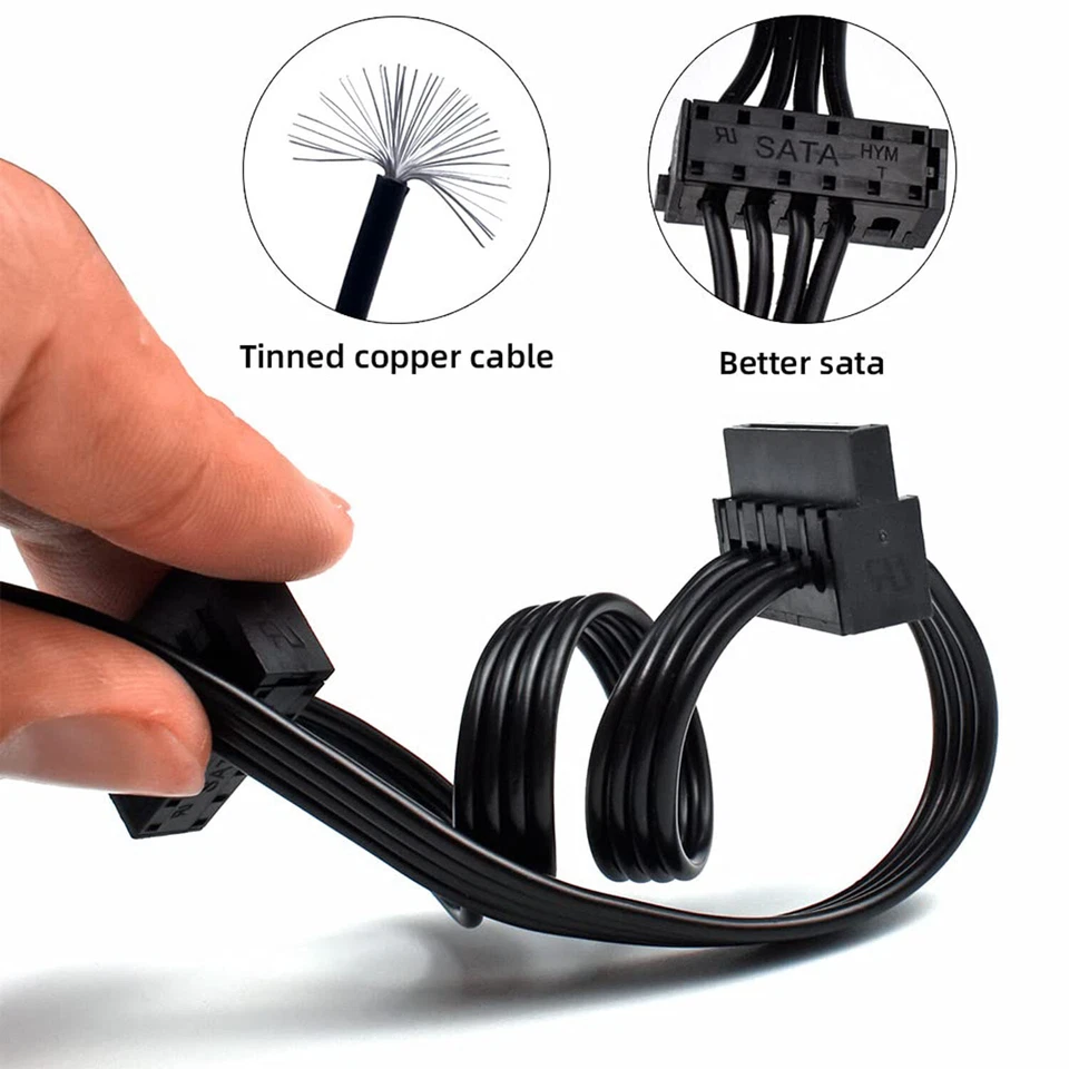 2x 4-Pin IDE Molex Male to 5 SATA 15-Pin Serial ATA Power Splitter Adapter Cable - Image 4 of 4
