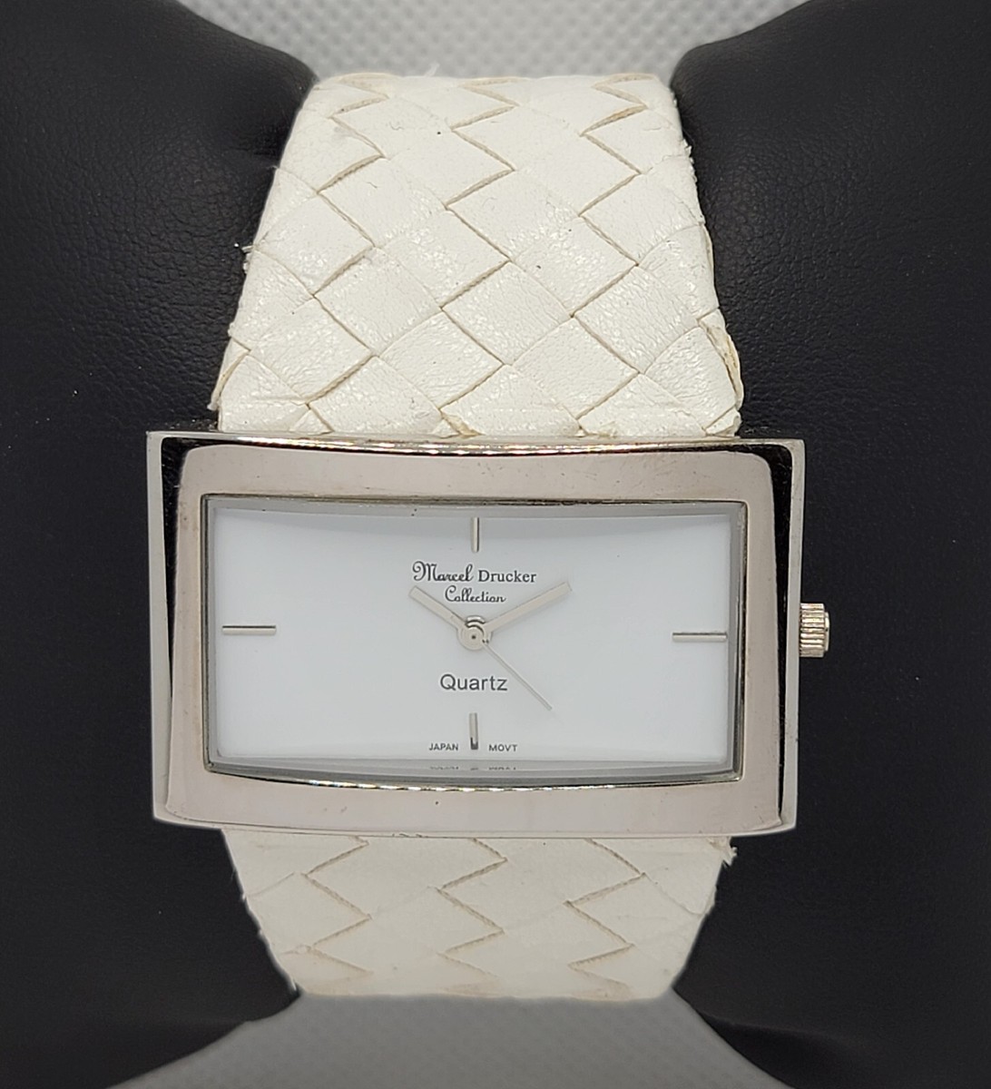 Ladies Marcel Drucker Collection Rectangle Silver Tone White  display picture 3