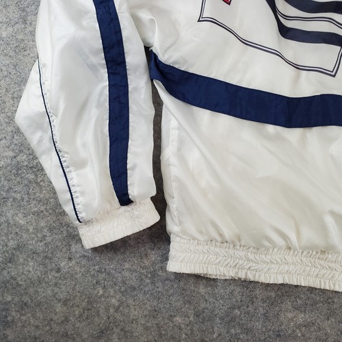 Chaqueta cortavientos vintage Le Coq Sportif para hombre mediana blanca cuello falso bolsillo cremallera - Imagen 15 de 15