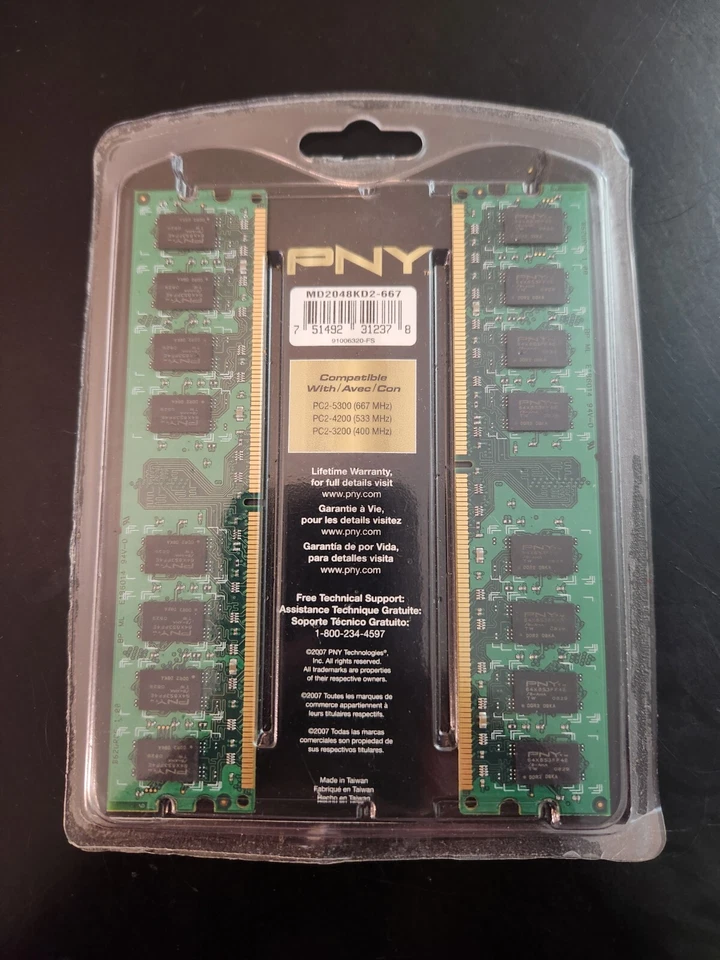 PNY PC2-5300 2 GB DIMM 667 MHz DDR2 Memory (MD2048KD2-667)#B0185 - Image 2 of 4