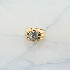 Vintage 14K Yellow Gold Men's 1/3 ct tw Diamond Ring 7 Round Diamonds Size 6.5 