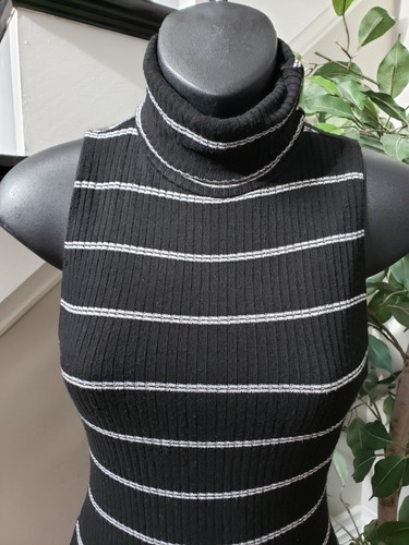 Charlotte Russe Womens Black White High Neck Sleeveless Knee Length Dress Medium - Picture 5 of 10