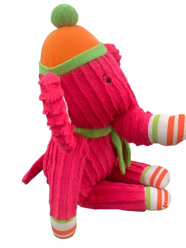 Textured Sensory Plush Pink Elephant Toy 11' Ribbed by Monkeez & Friend - Picture 3 of 8