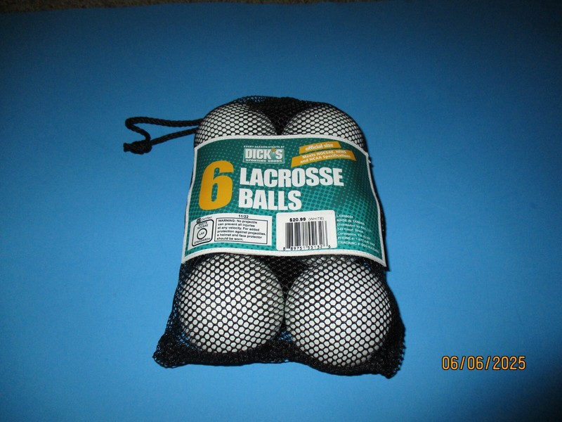 New Bag Of 6 White Official Size Dick's Lacrosse Balls Free Shipping USA Only