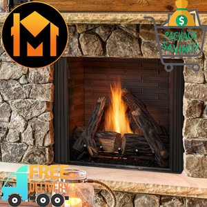 Majestic Courtyard Outdoor Gas Fireplace 42 Premium Stacked Panel