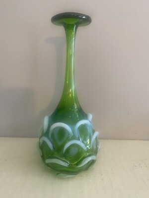 Fenton International Optics In Green Opalescent 91073 Bottle, 13 1