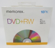 Memorex DVD-RW 10 Pack with Jewel Cases 4.7GB 120 Minutes New Sealed