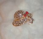 Pin Brooch Simply Fabulous New Goldtone Crystal Rhinestone Hat