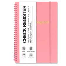 Double Spiral Bound Check Register Book for Personal Checkbook Budget Planner