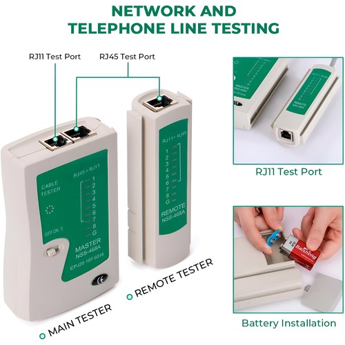 RJ45 Ethernet Network CAT5/5E/6 Cable Tester Crimper Stripper Cutter Tool Set - Picture 7 of 9