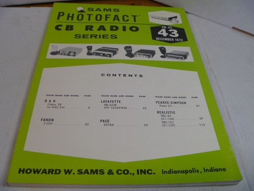 Sams Photofact CB Radio Series CB-43 December 1972