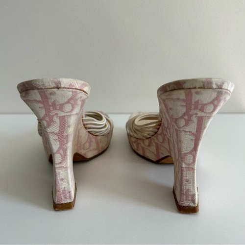 Plataforma Trotter DIOR Y2K Vintage John Galliano Rosa Blanco Monograma Logo Talla 37 - Imagen 4 de 12