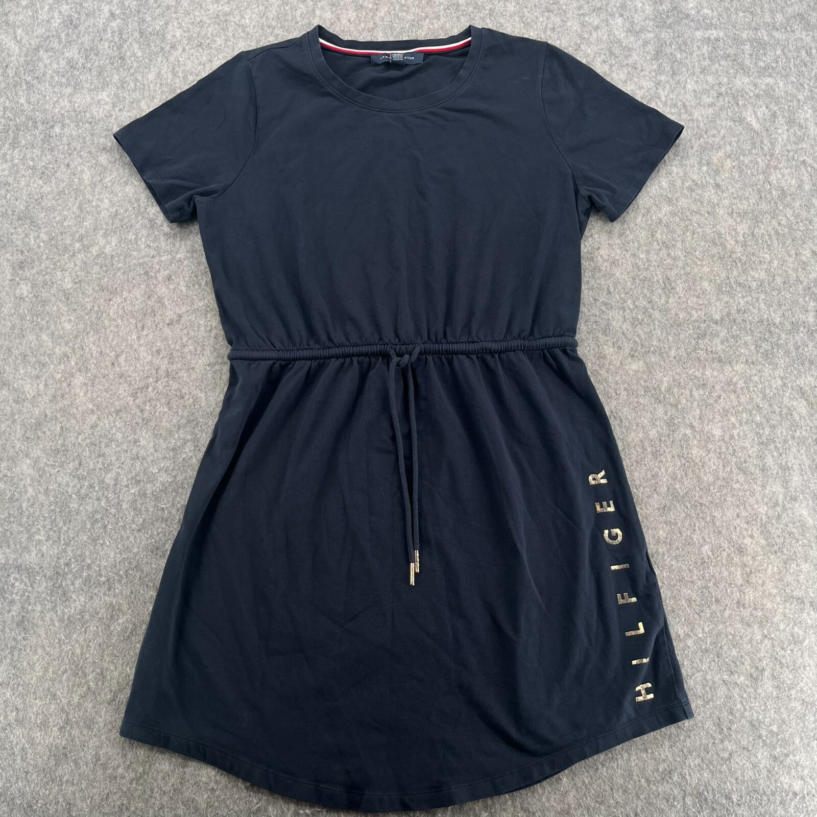 Tommy Hilfiger Womens Blue Drawstring T-Shirt Dress Size PXL Short Sleeve Casual Style