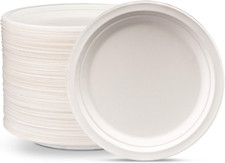  9 Inch - 125 Pack Heavy-Duty White Paper Plates, 100 Compostable, Eco-Frien...