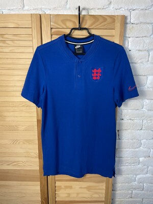 ENGLAND NATIONAL TEAM TRAINING FOOTBALL SOCCER JERSEY POLO BLUE NIKE MENS sz S