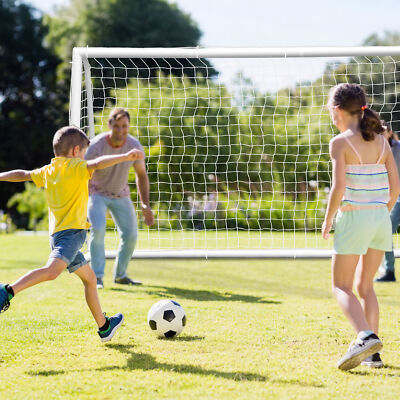 Durable 10 × 6.5 FT Soccer Goals Set PVC Frame with Carry Bag Outdoor White