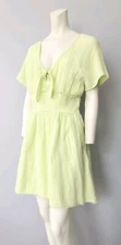 True Craft Boho Short Sleeve Mini Dress Lined Women's Size XL New $48 Green #1