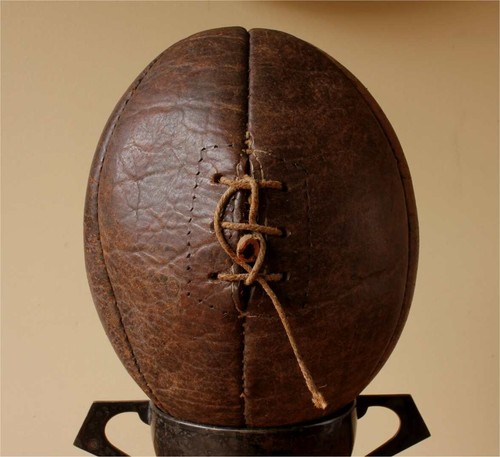 Rare Early 6 Panel Rugby Football. Antique 3 Lace Hole Leather Ball. c1900 - Picture 12 of 18