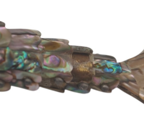 Vintage Abalone Articulated Fish Bottle Opener Mexican Silver - Picture 2 of 10