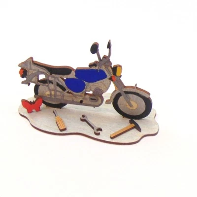 HOLZTEILCHEN KRUKOW Motorrad Moped, Kreativ Set für Kinder zum Kindergeburtstag Bastel Set aus Holz