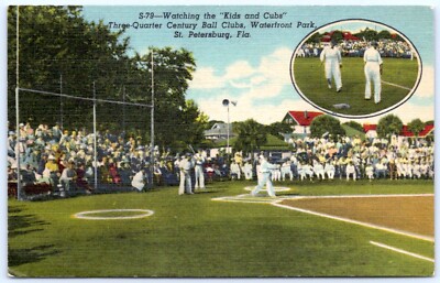 Postcard St Petersburg FL Watching Kids & Cubs Waterfront Park Baseball A85