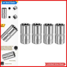 E-torx Socket Set 4 Piece 14 Inch Drive E10 External Star Socket Chrome