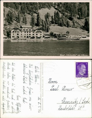 Postcard Achental Hotel ''Scholastica'' Achensee Steamer Photocard 1942